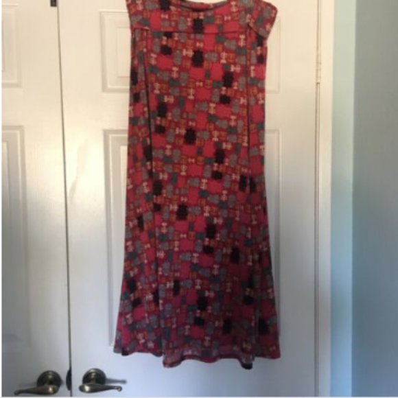 LulaRoe Maxi Skirt XL Pink Backgrnd Tropical Tiki - Picture 4 of 7